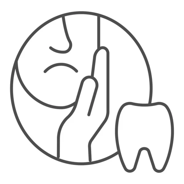 Icono de línea delgada de dolor de muelas. Ilustración vectorial odontológica aislada en blanco. Diseño de estilo de contorno de dolor dental, diseñado para la web y la aplicación. Eps 10 . — Vector de stock