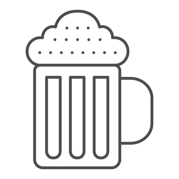 Öl mugg tunn linje ikon. Dryckesvektor illustration isolerad på vitt. Pub skissera stil design, utformad för webb och app. Eps 10. — Stock vektor