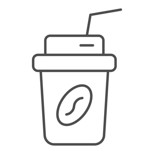 Caffè per andare icona linea sottile. Illustrazione vettoriale da asporto di caffè isolata su bianco. Caffè in carta tazza contorno stile design, progettato per il web e app. Eps 10 . — Vettoriale Stock