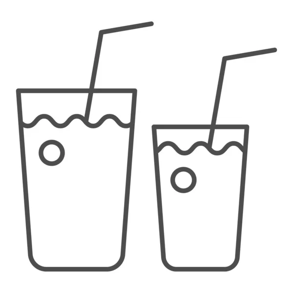 Óculos de cocktail ícone de linha fina. Ilustração vetorial de duas bebidas isoladas em branco. Beba design de estilo esboço, projetado para web e aplicativo. Eps 10 . — Vetor de Stock