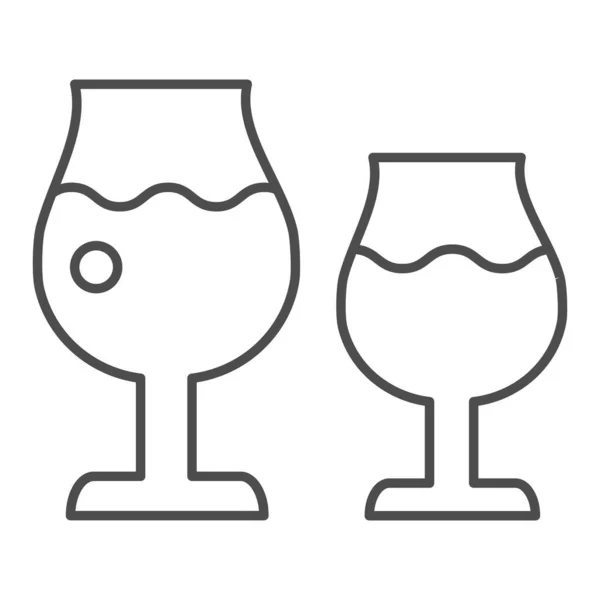 Винні окуляри тонка лінія значок. Два келихи вина Векторні ілюстрації ізольовані на білому. Випийте контурний дизайн стилю, призначений для веб та додатків. Епс 10 . — стоковий вектор