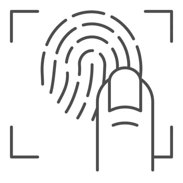 Parmak izi ve parmak izi ince çizgi ikonu. Tarayıcı vektör illüstrasyonunu beyaza izole et. Biyometrik koruma tasarımı, web ve uygulama için tasarlandı. Eps 10. — Stok Vektör