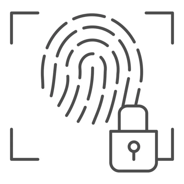 Fingerprint and lock thin line icon. Fingerprint identification locked vector illustration isolated on white. Authorization outline style design, designed for web and app. Eps 10. — Stock Vector