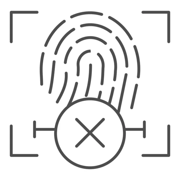 Fingerabdruck verweigert Thin Line Icon. Fingererkennung und Kreuzvektordarstellung isoliert auf weiß. Biometrischer Zugriff verweigert Umrissdesign, das für Web und App konzipiert wurde. Eps 10. — Stockvektor