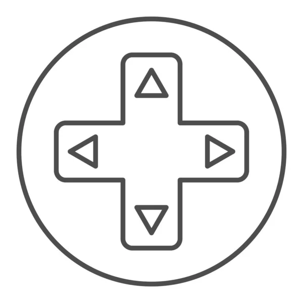 Joystick botón con flechas icono de línea delgada. Botones del juego vector ilustración aislado en blanco. Panel de juegos de diseño de estilo, diseñado para la web y la aplicación. Eps 10 . — Archivo Imágenes Vectoriales