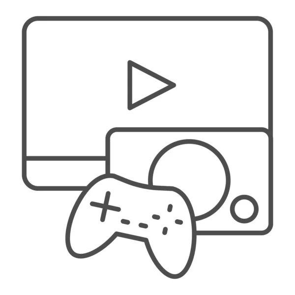 Juego icono de línea delgada. Ilustración vectorial de consola de juegos aislada en blanco. Juega diseño de estilo de esquema de videojuegos, diseñado para la web y la aplicación. Eps 10 . — Vector de stock