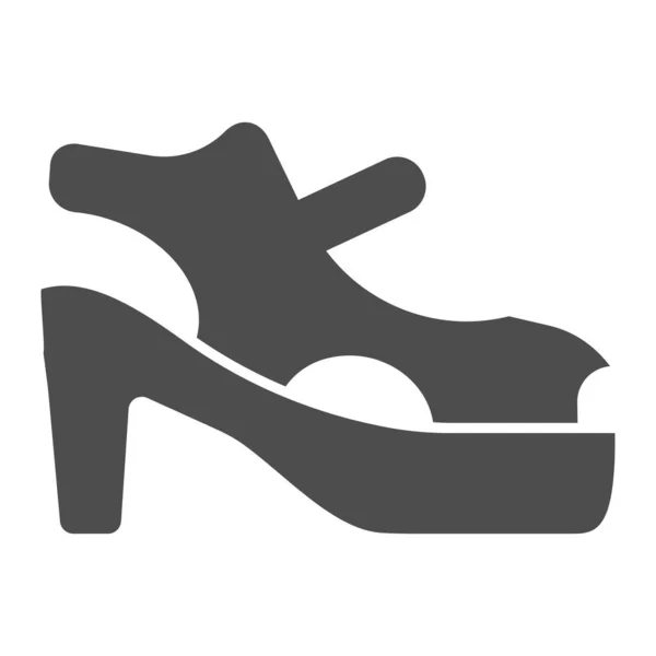 Sandali tacco alto icona solida. Scarpe su tacchi vettoriale illustrazione isolata su bianco. Calzature estive di design in stile glifo, progettate per web e app. Eps 10 . — Vettoriale Stock