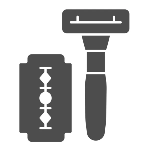 Icono sólido afeitadora de seguridad. Ilustración vectorial de afeitadora aislada en blanco. Diseño de estilo glifo Blade, diseñado para web y app. Eps 10 . — Vector de stock