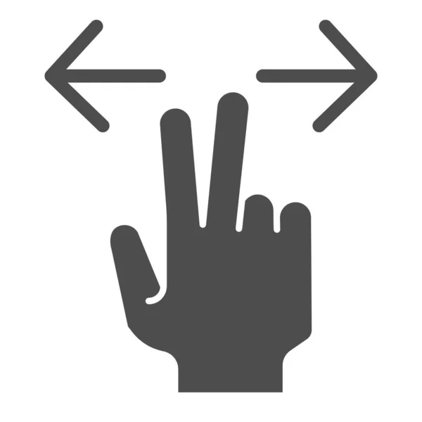 Deux doigts redimensionnent l'icône solide. Agrandir l'illustration vectorielle isolée sur blanc. Zoom gestuel dans la conception de style glyphe, conçu pour le web et l'application. Eps 10 . — Image vectorielle