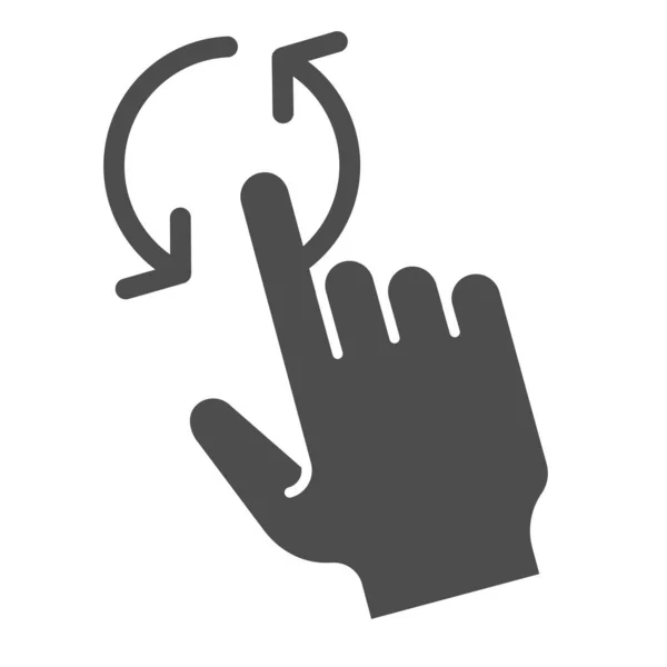Один палец поворачивает твердую иконку. Жесты векторные иллюстрации изолированы на белом. Click rotate glyph style design, designed for web and app. Eps 10 . — стоковый вектор
