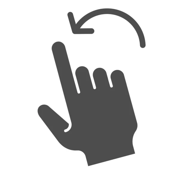 Левый жест сплошной значок. Поворот влево векторная иллюстрация изолирована на белом. Click glyph style design, designed for web and app. Eps 10 . — стоковый вектор