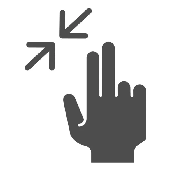 Two finger zoom out solid icon. Swipe resize vector illustration isolated on white. Hand click glyph style design, designed for web and app. Eps 10. — Stock Vector