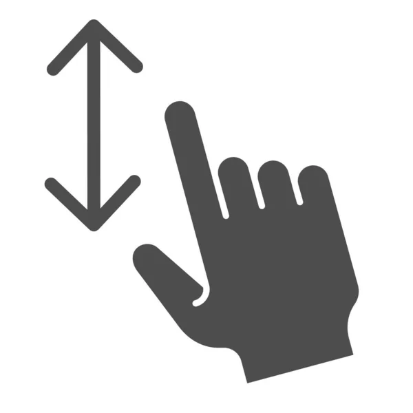 垂直スクロール固体アイコン。1本の指のスクロールベクトル図を白で分離。Webとアプリ用に設計されたジェスチャーグリフスタイルのデザイン。Eps 10. — ストックベクタ