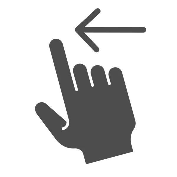 Passe o dedo para a esquerda ícone sólido. Flick ilustração vetorial esquerda isolado em branco. Design de estilo glifo de gestos, projetado para web e app. Eps 10 . — Vetor de Stock