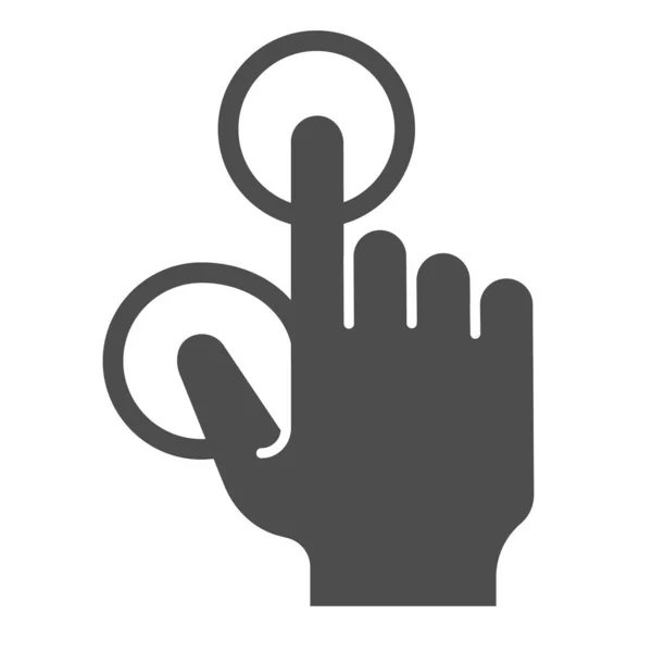 Dois dedos tocam ícone sólido. Ilustração múltipla do vetor do toque isolada no branco. Toque no design de estilo glifo, projetado para web e app. Eps 10 . — Vetor de Stock