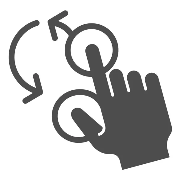 Tourner avec deux doigts icône solide. Swipe illustration vectorielle isolée sur blanc. Tapez sur la conception de style glyphe, conçu pour le Web et l'application. Eps 10 . — Image vectorielle