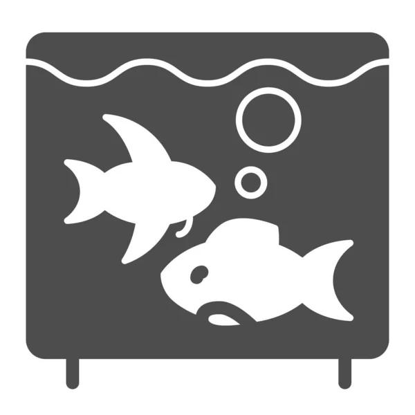 Icône solide aquarium. Poissons en aquarium illustration vectorielle isolé sur blanc. Conception de style glyphe Fishbowl, conçu pour le web et l'application. Eps 10 . — Image vectorielle