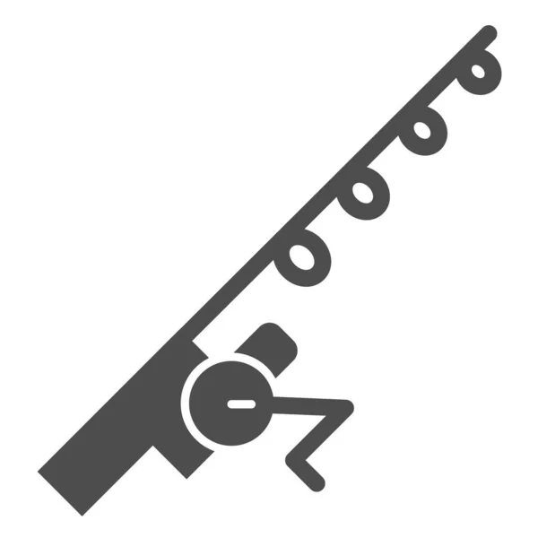 Caña de pescar icono sólido. Ilustración giratoria aislada en blanco. Abordar el diseño de estilo glifo, diseñado para la web y la aplicación. Eps 10 . — Archivo Imágenes Vectoriales