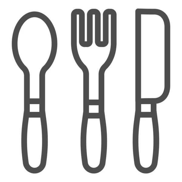 Піктограма лінії столових приборів. Кухонні інструменти Векторні ілюстрації ізольовані на білому. Розробка стилю вилки, ножа та ложки, призначена для веб та додатків. Епс 10 . — стоковий вектор