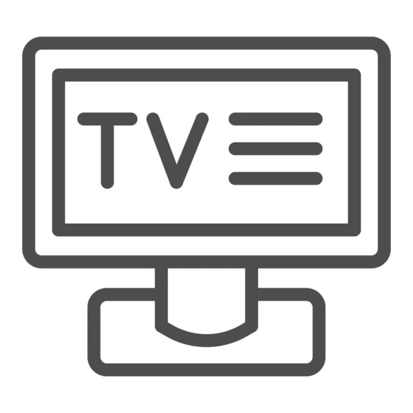 テレビ線のアイコン。テレビのベクトル図は白で隔離。Webおよびアプリ用に設計されたアウトラインスタイルデザインを表示します。Eps 10. — ストックベクタ