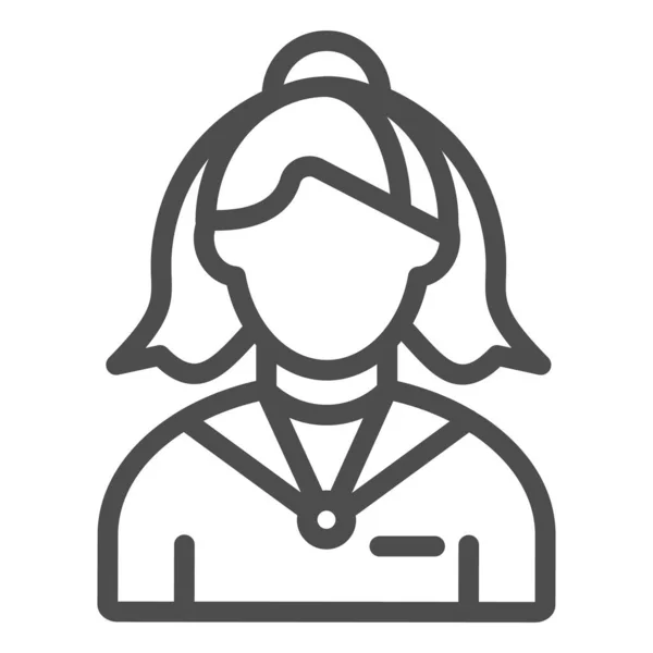 Kvinnlig receptionist linje ikon. Administratör vektor illustration isolerad på vitt. Kvinna assistent skissera stil design, utformad för webb och app. Eps 10. — Stock vektor