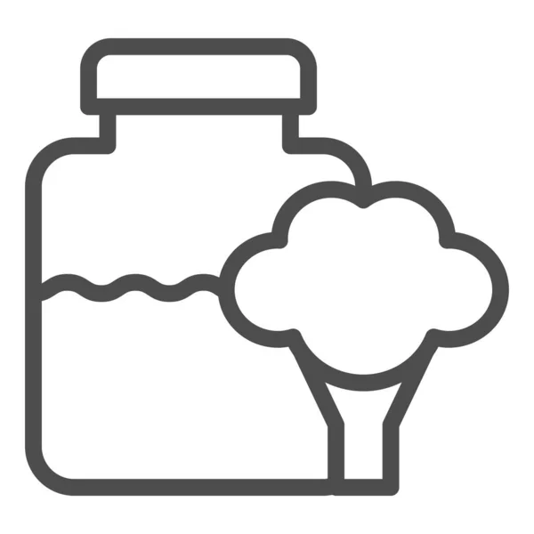 玻璃罐婴儿食品线图标.罐体中的花椰菜在白色上被分离.天然蔬菜婴儿营养轮廓设计,专为网页和应用程序设计.Eps 10. — 图库矢量图片