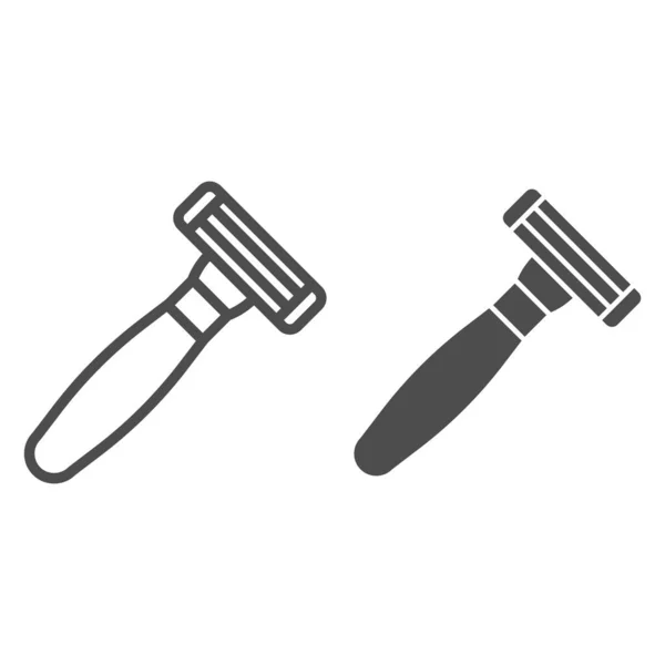 Afeitarse línea de afeitar y glifo icono. Ilustración vectorial de hoja aislada en blanco. Diseño de estilo de esquema de la máquina de afeitar, diseñado para web y aplicación. Eps 10 . — Vector de stock