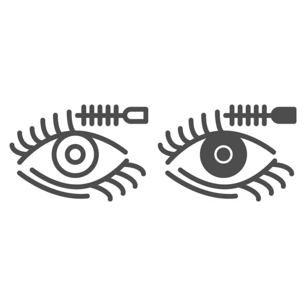Řasy, čára štětce a ikona glyfu. Oči make-up vektor ilustrace izolované na bílé. Design stylů řasenky, navržený pro web a aplikaci. Eps 10. — Stockový vektor