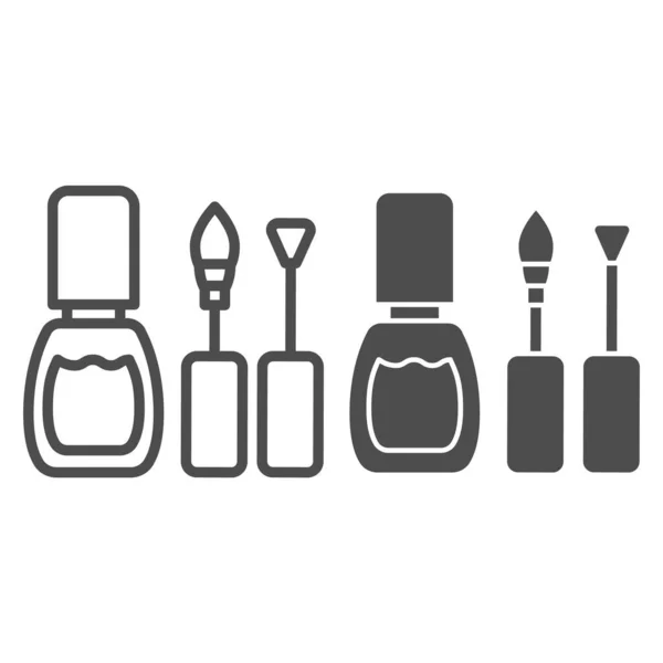 Línea de esmalte de uñas e icono de glifo. Uñas pulido cepillos vector ilustración aislado en blanco. Diseño de estilo de contorno de esmalte, diseñado para web y aplicación. Eps 10 . — Vector de stock