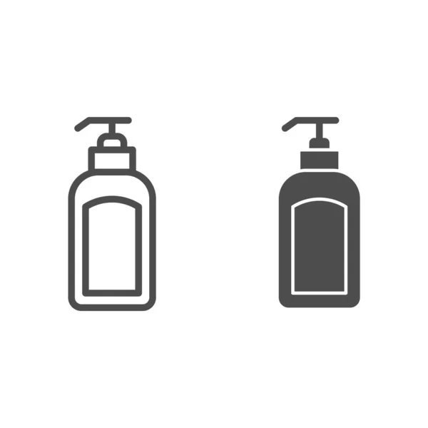 Spender-Linie und Glyphen-Symbol. Lotion Flasche Vektor Illustration isoliert auf weiß. Siphon skizzieren Stil-Design, für Web und App konzipiert. Eps 10. — Stockvektor