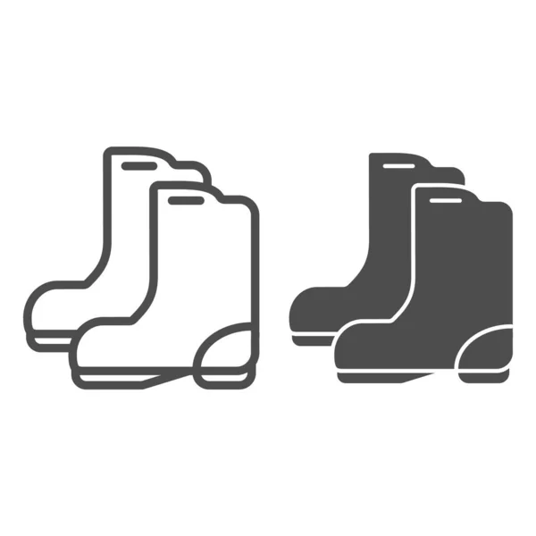 Línea de botas de goma e icono de glifo. Ilustración vectorial de calzado de jardín aislado en blanco. Diseño de estilo de contorno de ropa de protección, diseñado para web y aplicación. Eps 10 . — Archivo Imágenes Vectoriales