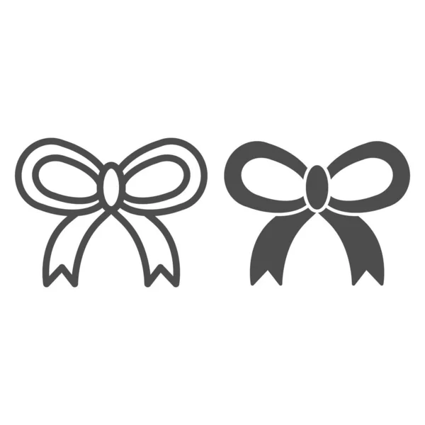 Dünne Schleife und Glyphen-Symbol. Geschenkdekoration Vektor Illustration isoliert auf weiß. Knoten umreißen Stil-Design, entworfen für Web und App. Eps 10. — Stockvektor