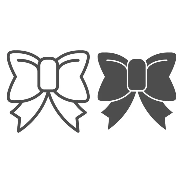 Jolie ligne d'arc et icône de glyphe. Illustration vectorielle à ruban isolé sur blanc. Conception élégante de style de contour de noeud, conçu pour le web et l'application. Eps 10 . — Image vectorielle