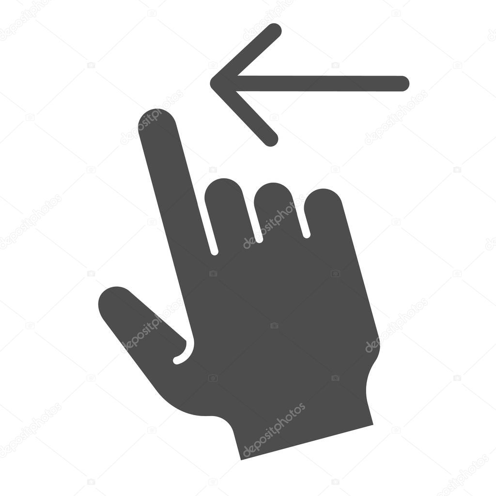 Swipe left solid icon. Flick left vector illustration isolated on white. Gesture glyph style design, designed for web and app. Eps 10.