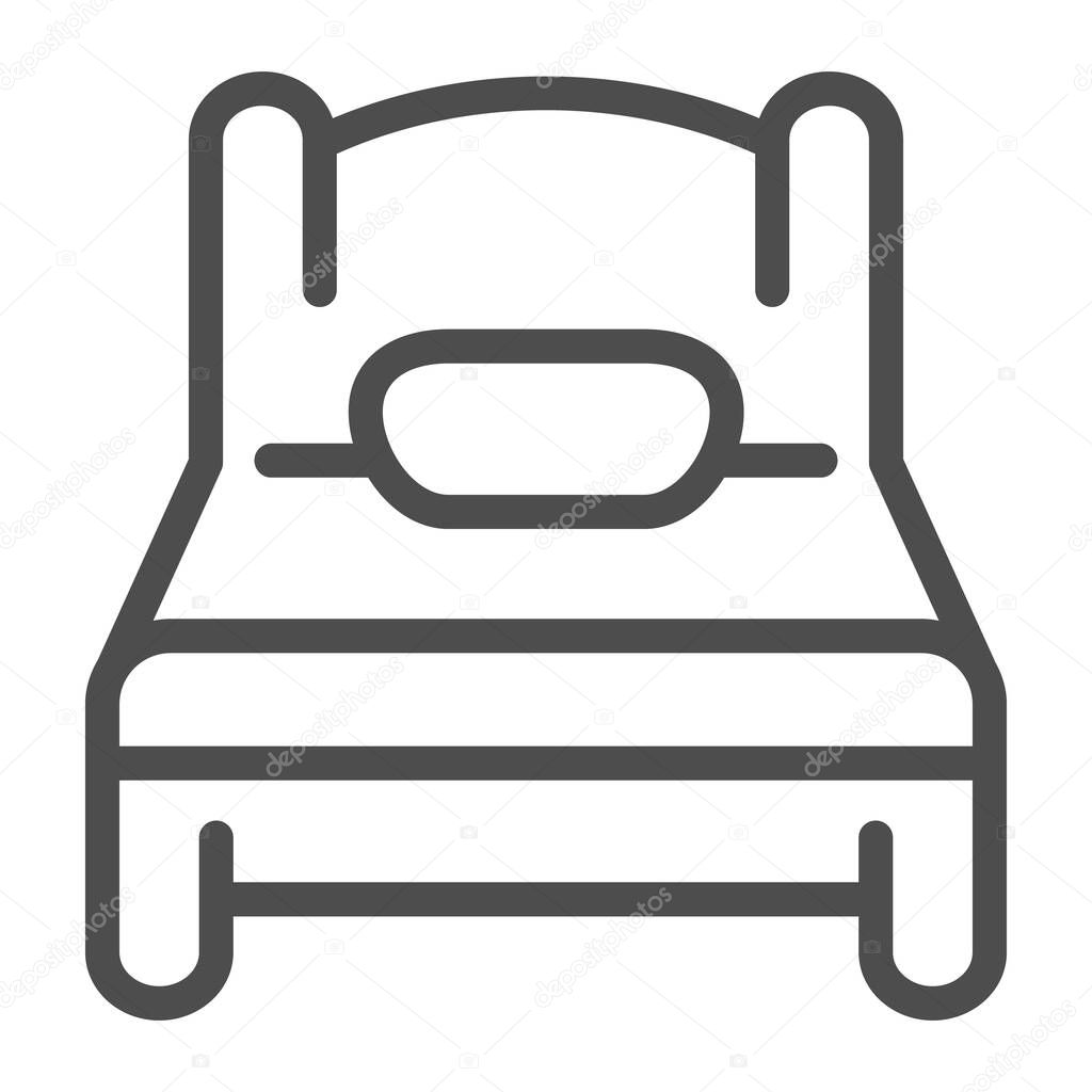 Single bed line icon. Sleep vector illustration isolated on white. Single room outline style design, designed for web and app. Eps 10.