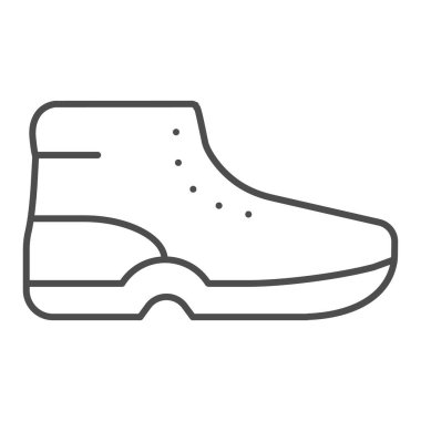 Çizmeler ince çizgi simgesi. Spor ayakkabıları vektör çizimi beyaza izole edildi. Dağ ayakkabısı tasarımı, web ve uygulama için tasarlanmış. Eps 10.