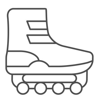 Paten ince çizgi ikonu. Oyuncu kadrosundaki ayakkabı, beyaz üzerine izole edilmiş vektör çizimi. İnternet ve uygulama için dizayn edilmiş ayakkabı tasarımı. Eps 10.