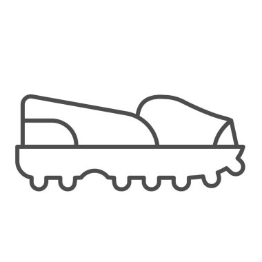 Spor sandaletleri ince çizgi ikonu. Yaz ayakkabısı çizimi beyaza izole edilmiş. İnternet ve uygulama için dizayn edilmiş ayakkabı tasarımı. Eps 10.