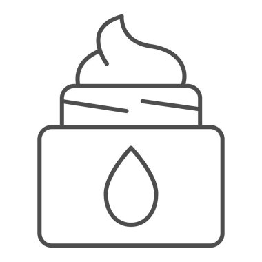 Cilt kremi ince çizgi simgesi. Cilt bakımı çizimi beyaza izole edildi. Kozmetik maske tasarımı, web ve uygulama için tasarlanmış. Eps 10.