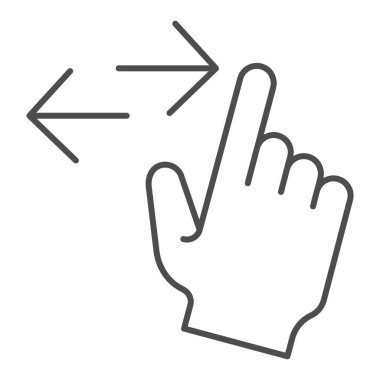 Sol ve sağ ince çizgi simgesini kaydırın. Sürüklenme kenarı jest çizimi beyaza izole edildi. Web ve uygulama için tasarlanmış ana hatlı tasarım. Eps 10.