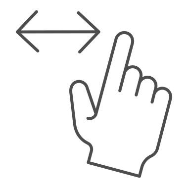 Yatay kaydırma ince çizgi simgesi. Beyaz üzerinde izole edilmiş genişlik vektör illüstrasyonu ile yeniden boyutlandır. Jest taslağı tasarımı web ve uygulama için tasarlandı. Eps 10.