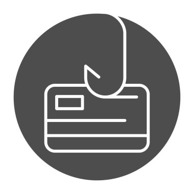 Kredi kartı sağlam bir ikona bağlı. Kredi kartı silikonlu vektör çizimi beyaza izole edildi. Web ve uygulama için tasarlanmış kabartma tasarımı. Eps 10.