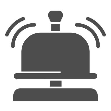 Resepsiyon çanı simgesi. Otel çan çizimi beyaza izole edildi. Ses uyarı şekli tasarımı, web ve uygulama için tasarlandı. Eps 10.