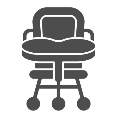 Bebek koltuğu sağlam bir ikon. Yüksek sandalye vektör çizimi beyaza izole edildi. Çocuk koltuğu kabartma tasarımı, web ve uygulama için tasarlanmış. Eps 10.