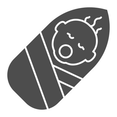 Yeni doğan katı bir ikon. Erkek bebek vektör çizimi beyaza izole edildi. Çocuk kabartma tasarımı, web ve uygulama için tasarlanmış. Eps 10.