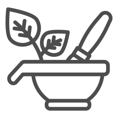 Bitkisel kozmetik çizgisi ikonu. Doğal kozmetik vektör çizimi beyaza izole edilmiş. Web ve uygulama için tasarlanmış eko tabela tasarımı tasarımı ile bowling ve fırça. Eps 10.