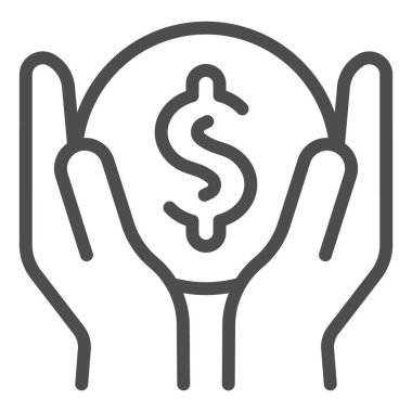 Para el çizgisi ikonunda. Kazanç vektör illüstrasyonu beyazda izole edildi. Tasarruf tasarımı, web ve uygulama için tasarlanmış. Eps 10.