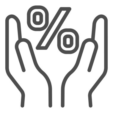 El çizgisi simgesindeki yüzde işareti. Yüzde vektör illüstrasyonu beyaza izole edildi. İndirimli tasarım, web ve uygulama için tasarlanmış. Eps 10.