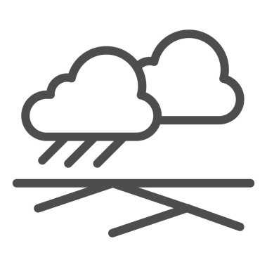 Yağmur bulutu ve alan çizgisi simgesi. Alan vektör çizimi altındaki yağmur beyazı izole etti. Doğa tasarımı, web ve uygulama için tasarlandı. Eps 10.