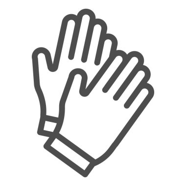 Eldiven çizgisi simgesi. Bahçe eldiveni çizimi beyaza izole edildi. İş kıyafetleri tasarımı, web ve uygulama için tasarlanmış. Eps 10.